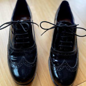 Clarks Hamble Oak Black Patent Leather Lace Up Brogues